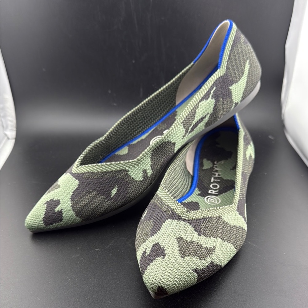 Rothy's Green and Black Flats with Camouflage Design - Picture 2 of 5